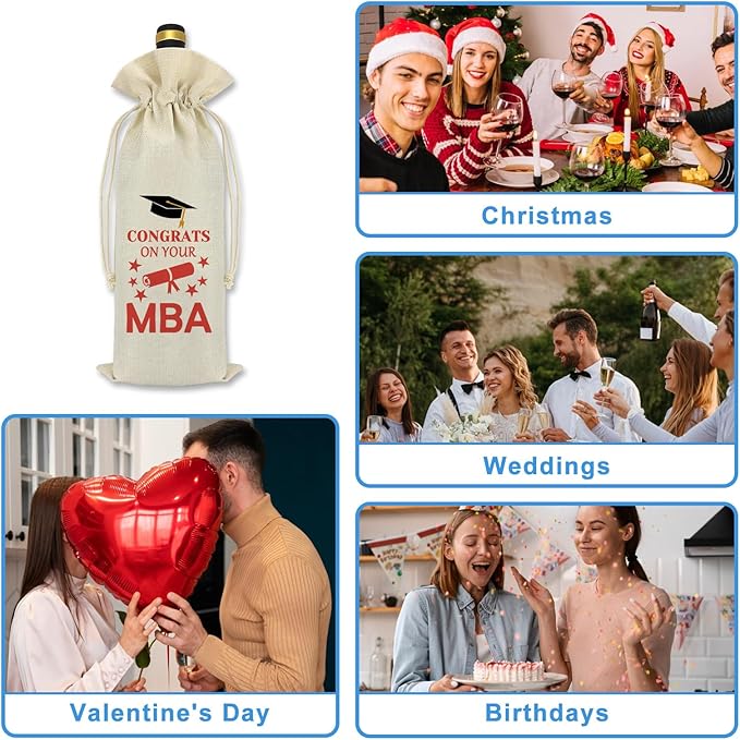 Graduation Gift for MBA Wine Bag MBA Degree Graduation Gift Graduation Party Decorative Wine Bags Graduation Gift for Master of Business Administration Degree Students Friend Wine Bottle Bag Cover