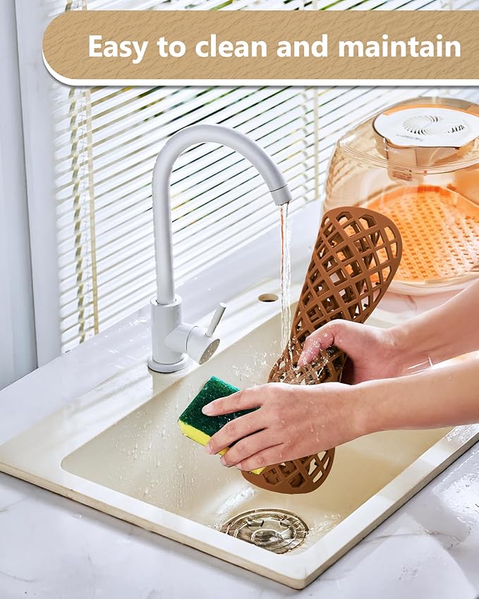 2 Pack Silicone Sink Protector for Kitchen Sink, Lozenge Pattern 12 x 11" Sink Grid Mat Silicone Protectors, Center Drain, Coffee