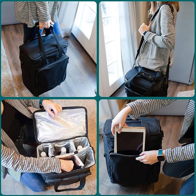 Lazenne Wine Bags for Travel - 6 Bottle Wine Bag/Wine Carrier - Wine Luggage For Professionals and Consumers. 3-in-1 Wine Tote, Rolling Suitcase and Insulated Cooler Bag with Removable Dividers