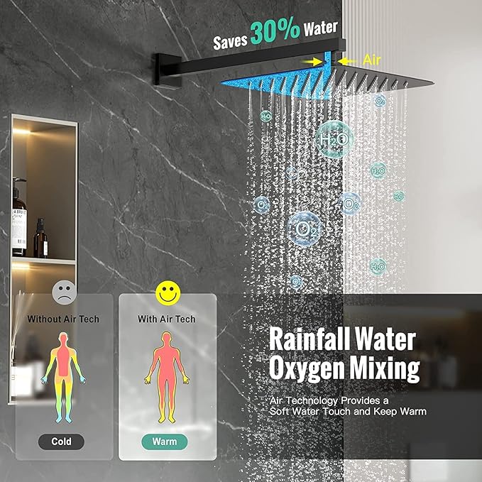 SR SUN RISE 8 Inches All Metal Bathtub and Shower Faucet Combo Shower System with Tub Spout, Shower Tub Faucets Sets Complete Shower Head with Handheld Shower Fixtures, Valve Included, Matte Black