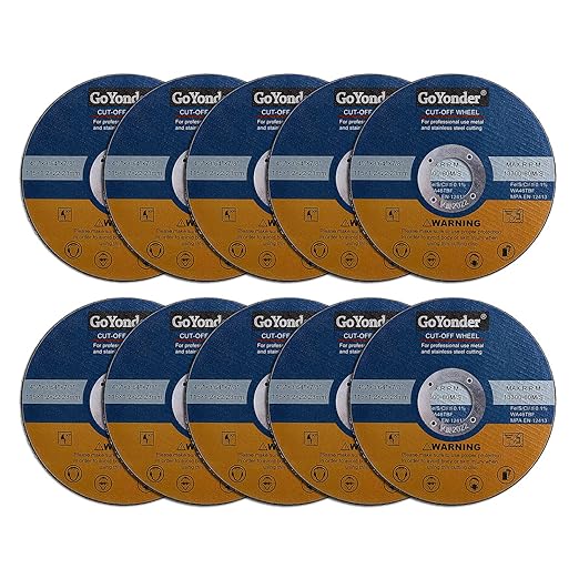 GoYonder 10 Pack 4.5" Cutting Wheel for Metal, Stainless, Steel 4-1/2" x 0.045 x 7/8-Inch Ultra Thin Cut-Off Wheel for Angle Grinders-blue