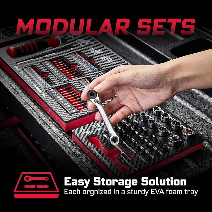 37Pieces Impact Screwdriver Bit & Socket Set with Mini Ratcheting Wrench, 30Pcs Impact S2 Screwdriver Bits Set, 5Pcs SAE Sockets and 2-In-1 Bit Extension Holder Repair Tools