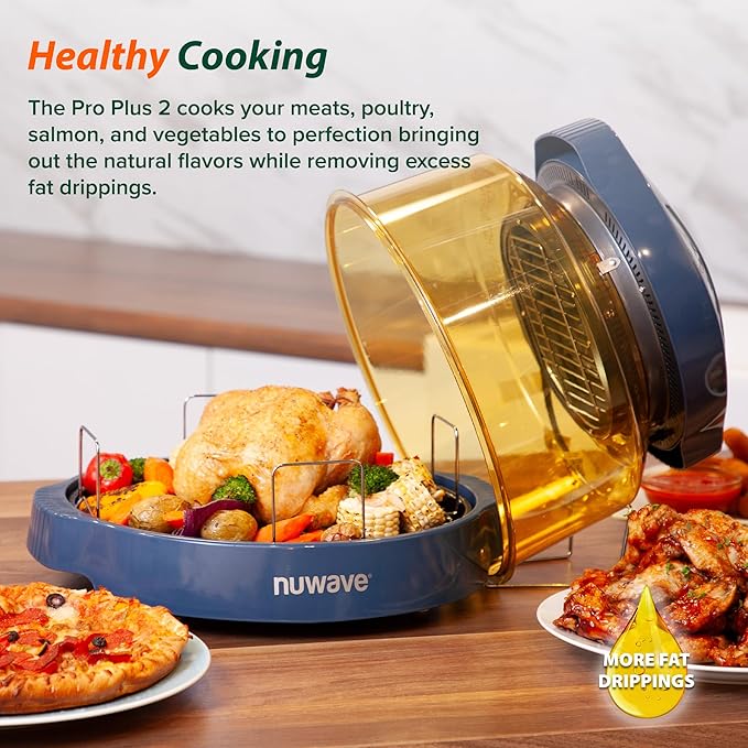 Nuwave Pro Plus 2 Infra-Red Oven, Countertop, Convection, Cook Fresh or Frozen, No Defrosting or Preheating, Cook Healthy, 360 Surround Heat, Adjustable Temps, 100 Presets, 50 Memory, Tough Power Dome