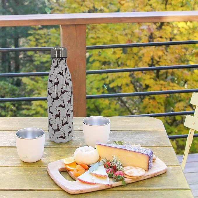 Christmas Deer Insulated Sport Water Bottles Stainless Steel Travel Mugs BPA Free Tumbler For Outdoor Camping Travel 20 OZ