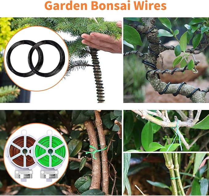 Bonsai Tools Set, 20 Pcs Gardening Succulent Tree Indoor Beginner Tool Kit, Include 262 Feet Bonsai Wire, 29.5"x29.5" Plant Repotting Mat, Leather Bag, Bonsai Scissors, Pruning Shears, Gifts for Women