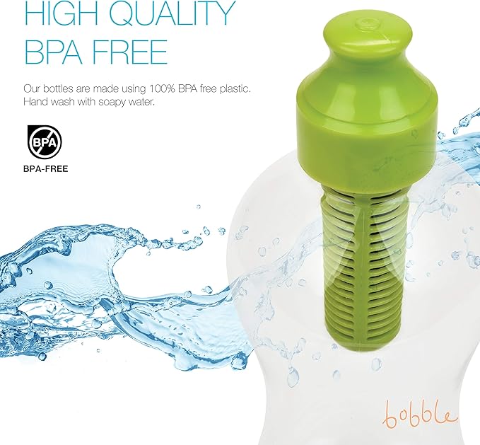 Bobble Classic Water Bottle, Filtered Water, BPA-Free Reusable Bottle, Soft Touch Carry Cap with Replaceable Carbon Filter for Sustainable Water and Hydration 34 oz - 2 Pack (Lavender)
