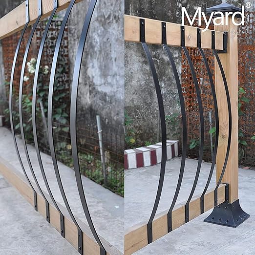 Myard 32-1/4 Inches Grooved Aluminum Deck Balusters Furniture with Screws for Facemount Railing Fencing, Arc Arch Style (25-Pack, Matte Black)