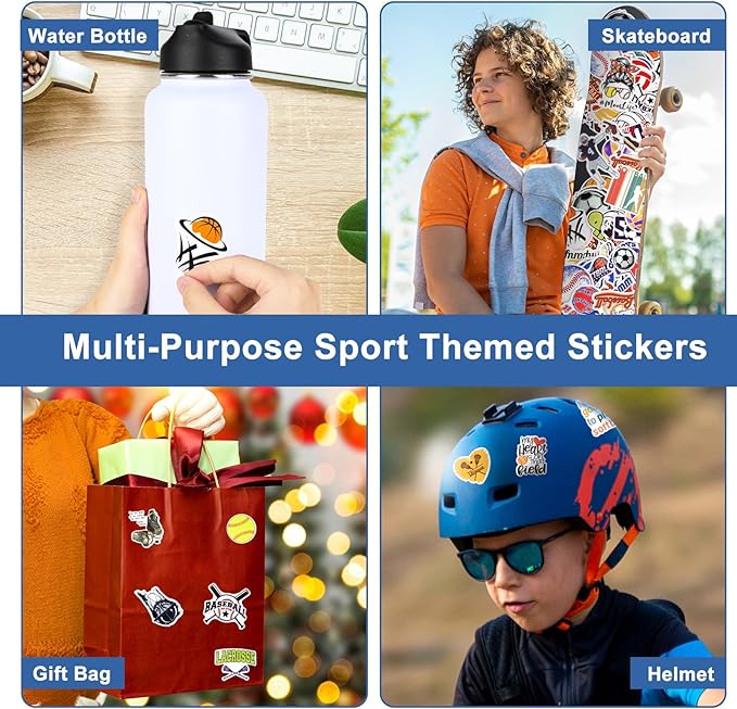Sport Water Bottle,304 Stainless Steel Double Insulated Water Bottle with 50 Sports Themed Stickers and Lid Straw(32OZ)