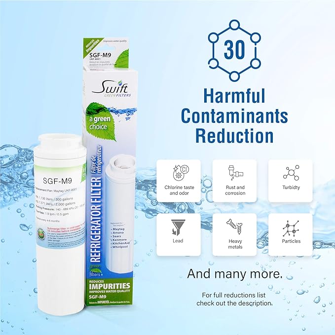 Swift Green Filters SGF-M9 Replacement Refrigerator Water Filter for UKF8001,EDR4RXD1,Filter 4,EFF-6007A,46-9005,46-9006,CLCH101,PuriClean II 67003526 (3 Pack) Made in USA