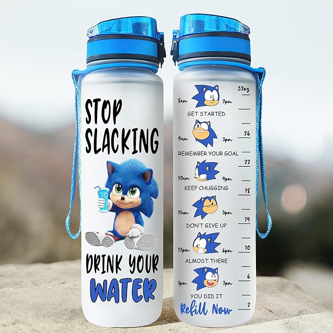 Funny Character Water Bottle with Time Marker, 32oz Motivational Water Bottle for Fitness Gym Outdoor
