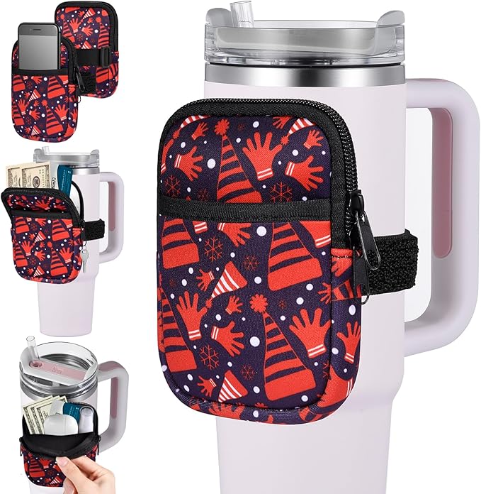 Water Cup Bottle Pouch Compatible for Stanley Tumbler Quencher Adventure 40oz & Stanley IceFlow 20/30 oz, Gym Running Water Bottle Fanny Pack Bag Accessories Handheld Caddy for Women Men