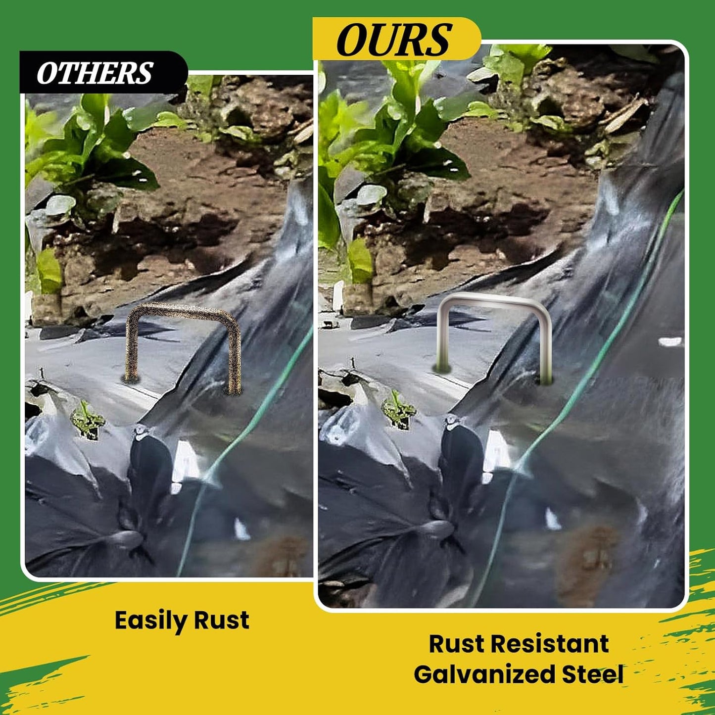 Landscape Staples 12 Inch 120 Pack, Garden Stakes Galvanized Garden Staples 11 Gauge, Plant Cover Stakes for Lawn Weed Barrier