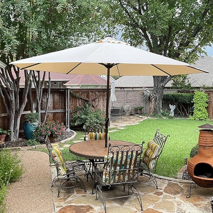 PURPLE LEAF 11' Round Patio Umbrella Outdoor Table Umbrella Aluminum Frame Market Umbrella Sun Umbrella with 8 Sturdy Ribs for Garden Deck Lawn & Pool Beige