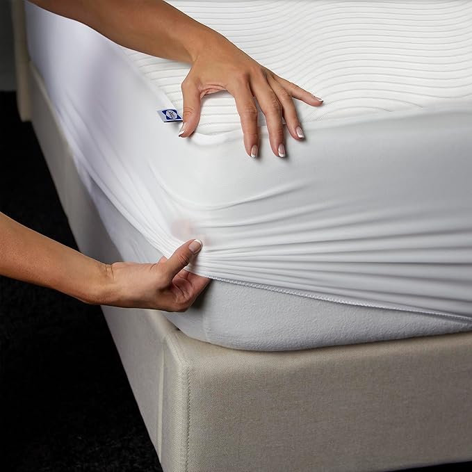 Sealy Complete Protection Mattress Protector- Queen Size Stain Protection Waterproof Machine Washable Cover
