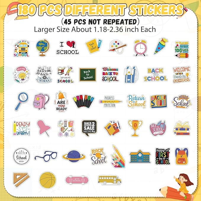 PerKoop 20 Pcs 32 oz Ice Cream Buckets with Lids and Handles Cocktail Rum Buckets for Drinks with 180 Back to School Stickers Clear Plastic Bucket Reusable Food Storage Containers for Parties