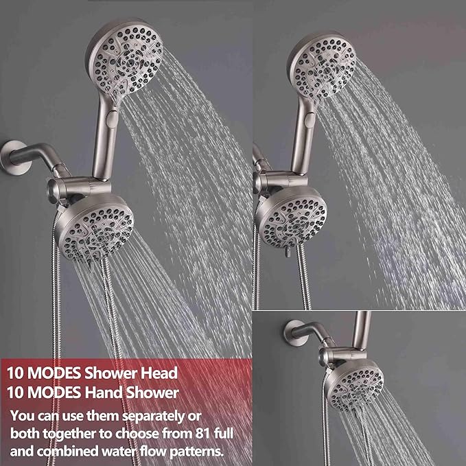 3 Handle Tub Shower Faucet Bathtub Shower Faucet Set With Tub Spout, Brushed Nickel Tub and Shower Trim Kit with Valve