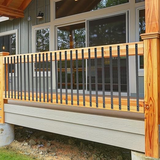 Akenow Deck Balusters, 32.25"x1" Metal Deck Spindles,61 Pack Staircase Baluster with Screws,Flat Straight Deck Railing for Wood and Composite Deck, Stylish Baluster for Outdoor Stair Deck Porch