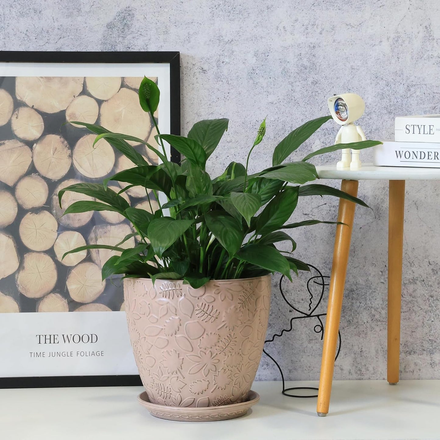 10inch Retro Ceramic Planter with Drainage Hole and Saucer for Multiple Plants, Indoor-Outdoor Garden Pots for Succulent, Orchid, and Flower (Fits Inner Pots Up to 9 Inch, Retro Peach)