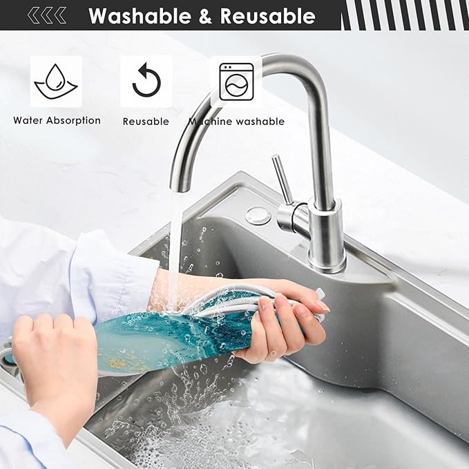 Blue Marble Golden Glittery Faucet Water Catcher Mat 2 Pack Tie Dye Drying Mat Absorbent Bathroom Faucet Handle Drip Catcher Tray Bar RV Kitchen Sink Splash Guard 30x5 Inches