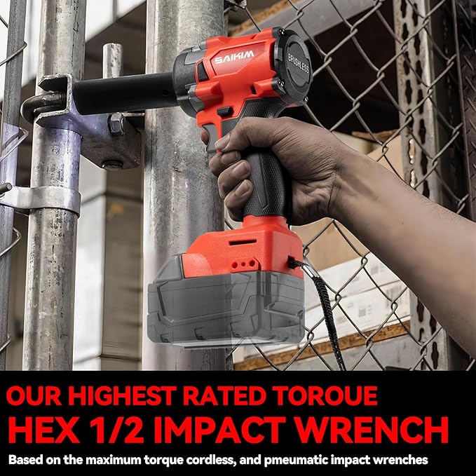Cordless Impact Wrench 1/2 inch for Milwaukee 18v Battery, 200ft-lbs High Torque Impact Driver, Brushless Electric Impact Gun with 4 Modes & LED Light for Car, Truck, Mower (Battery Not Included)
