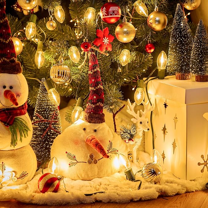 Brightown 50 Pack C9 LED Christmas Light Bulbs, Clear Plastic C9 Shatterproof LED Bulbs Replacement for Christmas String Lights, E17 Intermediate Base, Commercial Dimmable Holiday Bulbs