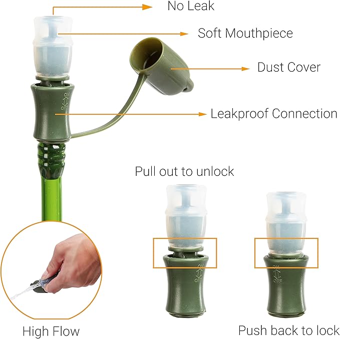 J.CARP Hydration Bladder 2 Liter Leak Proof Water Reservoir, Water Pouch Hydration Pack Replacement for Cycling, Hiking, Camping, Hunting, Running Green