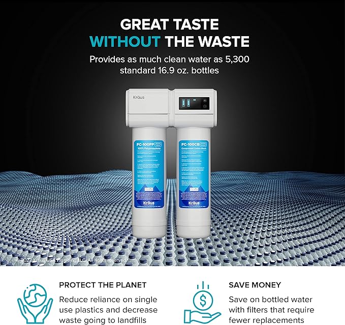 KRAUS Purita 2-Stage Under-Sink Filtration System with Single Handle Drinking Water Filter Faucet in Spot-Free Antique Champagne Bronze, FS-1000-FF-104SFACB