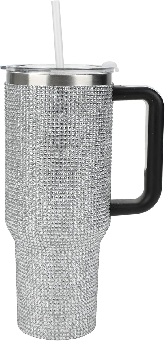 Bioworld Silver Rhinestone 40 Oz Stainless Steel Tumbler
