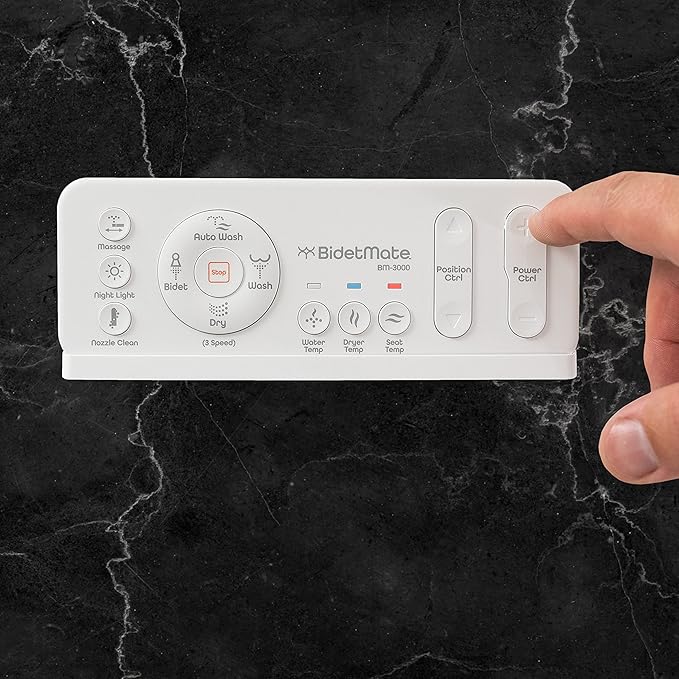BidetMate 3000 Series Electric Toilet Seat Bidet with Unlimited Heated Water, Remote, and Adjustable Warm Air Dryer - Adjustable and Self-Cleaning - Fits Elongated Toilets
