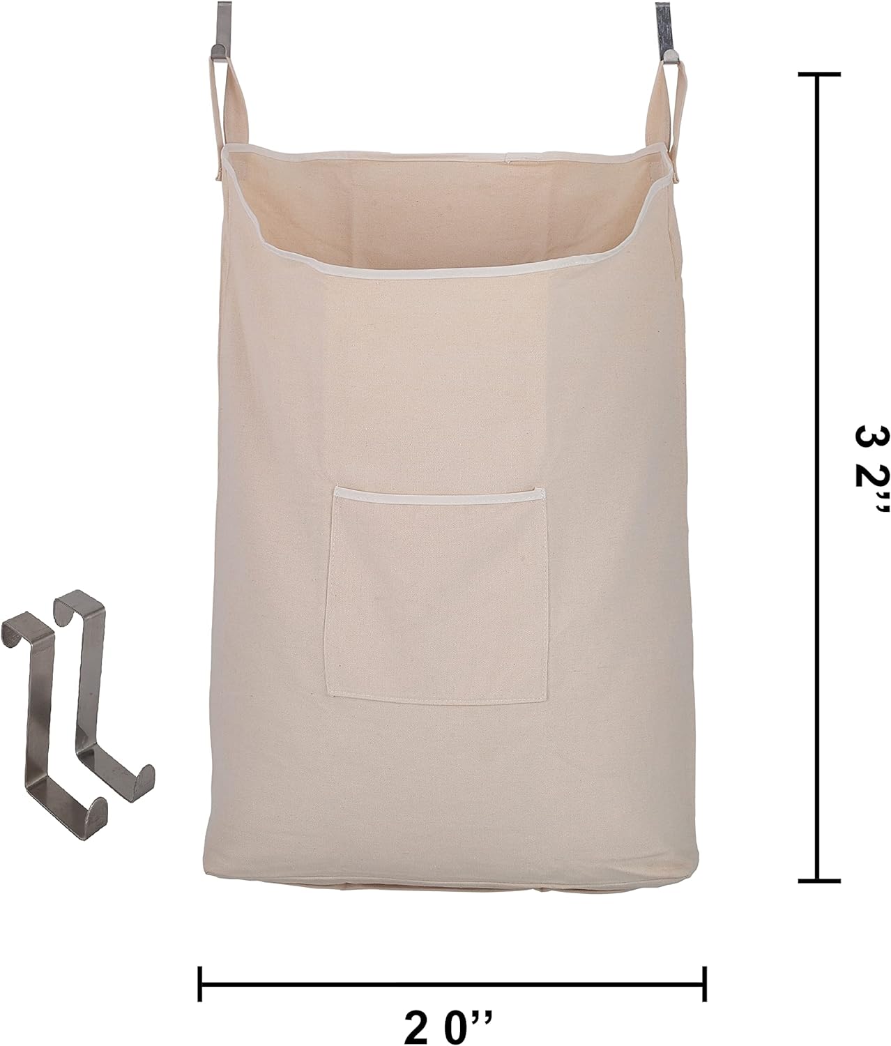 Laundry Collector, Laundry Hamper, Door Hanging Laundry bag with hooks (Beige, 65Liters)