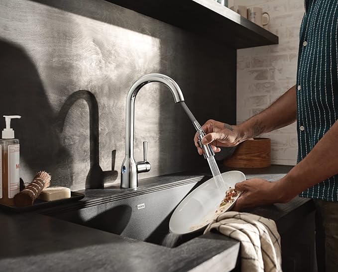 Moen Adler Chrome Motionsense Wave Sensor Touchless One Handle Pulldown Kitchen Faucet Featuring Power Clean, 87233EWC