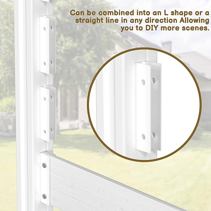 78” W x 60” H Wooden Air Conditioner Fences for Hard Ground & Soft Ground, 2 Outdoor Garden Fences, Privacy Screen Panels with Aluminum Stakes, Trash Can Pool Equipment Enclosure, White