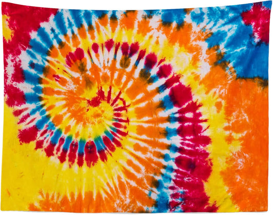 Loccor 9x6ft Tie Dye Tapestry Red Yellow Orange Blue Swirl Vortex Psychedelic Abstract Tapestry Bedroom Living Room College Hippie Bohemian Wall Hanging （Pattern Painted on Polyester Fabric）