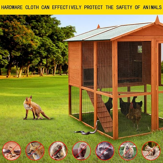 Thinkahead Black Hardware Cloth 1/2 inch 24 X 100 ft 19 Gauge Vinyl PVC Coated Wire Mesh Roll Galvanized Welding Chicken Wire Fencing, Garden Fence, Rabbit Wire, Home Improvement Project.