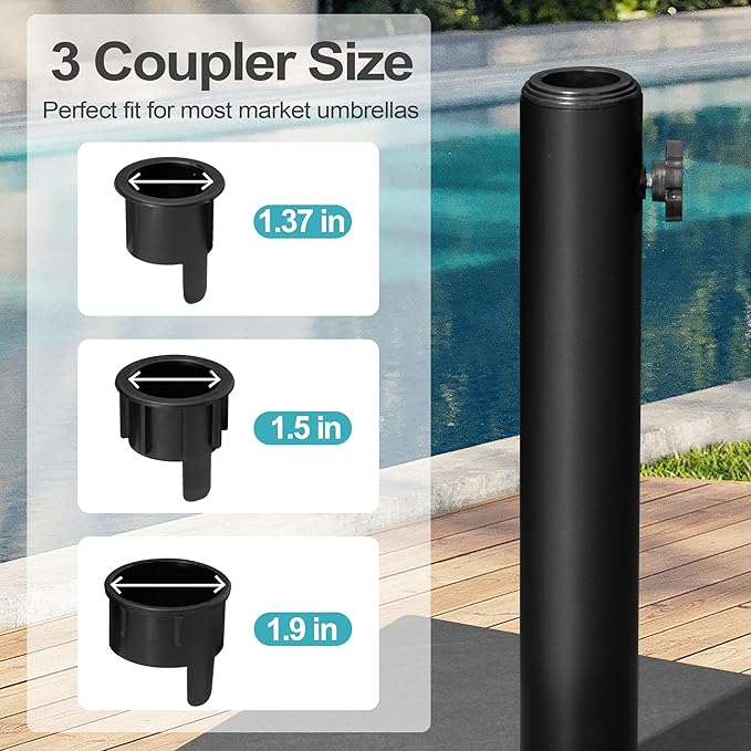 Patio Umbrella Base, 40lbs Outdoor Heavy Duty Square Concrete Stand Market Umbrella, Grey