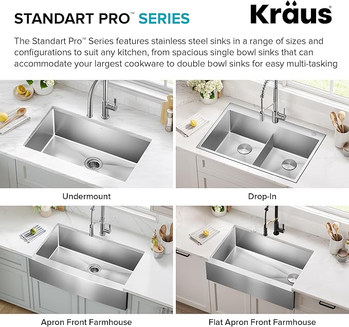 KRAUS Standart Pro 14 -inch Undermount Single Bowl 16 Gauge Stainless Steel Bar Kitchen Sink, KHU101-14