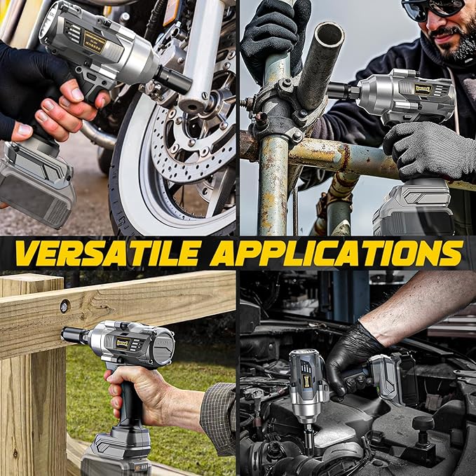 Cordless Impact Wrench 3/8” Compatible with Dewalt 20v Battery: 600 Ft-lbs High Torque Impact Driver, 3100RPM Brushless Electric Impact Gun with 4-Mode Speed, LED Work Light(Bare Tool)