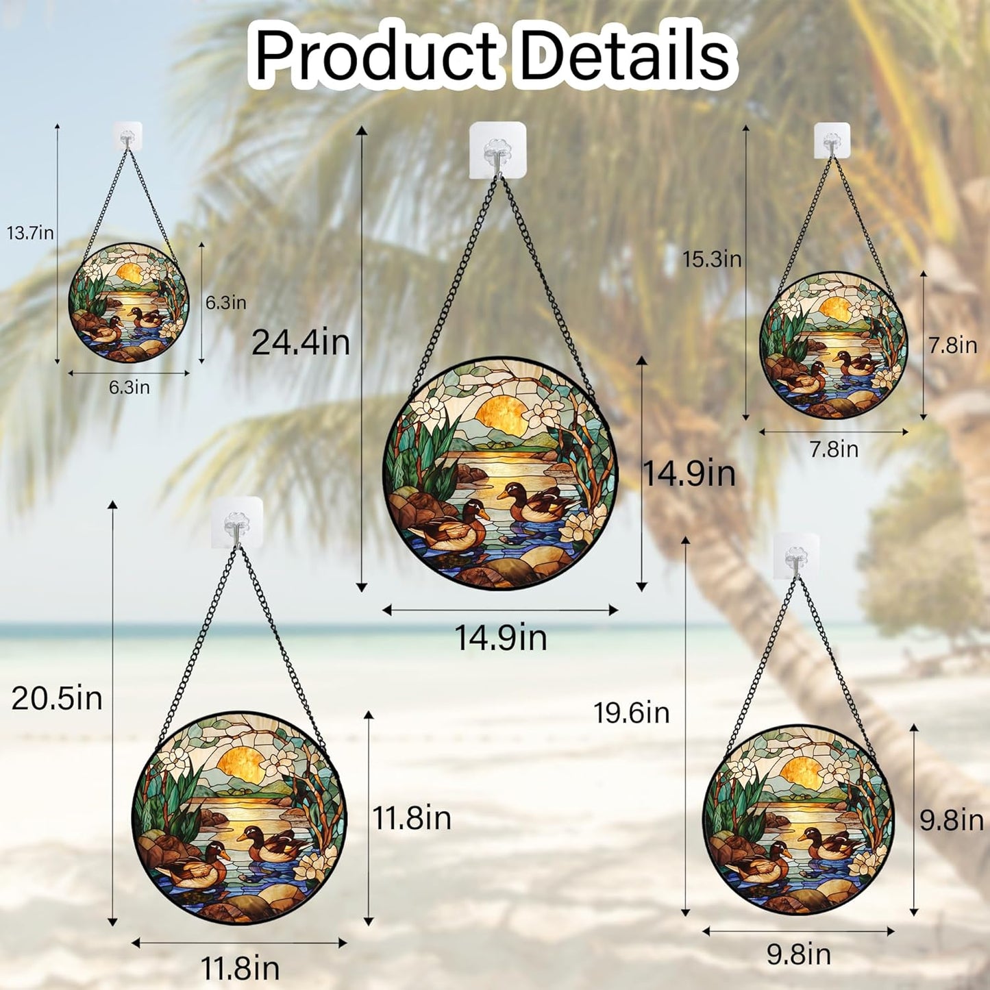 Stained Glass Window Hanging, Ducks in The Pond Sun Catcher for Door Home Decor Landscape Plant Suncatcher Christmas Mother's Day Birthday Gifts for Women Men Mom Nana 7.8 in