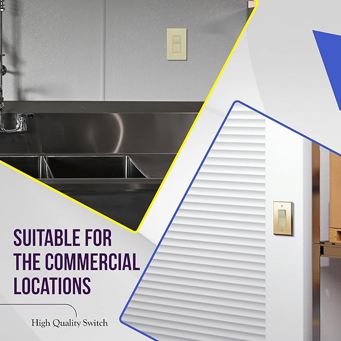 ENERLITES Momentary Contact Decorator Light Switch for Garbage Disposals, Spring Release Paddle, 120-277VAC 15A, Single-Pole, UL Listed, 91245-I, Ivory