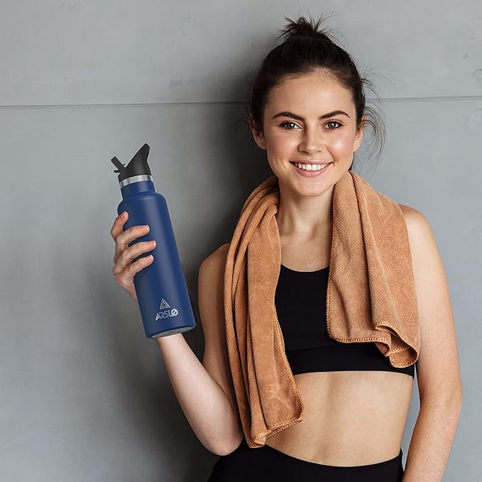 Stainless Steel Double Wall Water Bottles 17oz, Vacuum Insulated Bottle With Straw Lid, Insulated Water Bottle Keeps Water Cold for 24 Hours, Hot for 12 Hours, Hiking, Sports