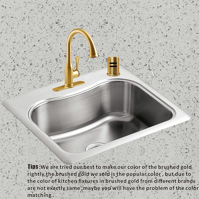 Dishwasher Air Gap Cover Gold only, Skirted, Replacement air gap dishwasher,Solid Brass,Brushed Gold Finish