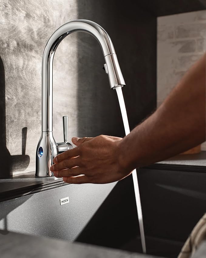Moen Adler Chrome Motionsense Wave Sensor Touchless One Handle Pulldown Kitchen Faucet Featuring Power Clean, 87233EWC