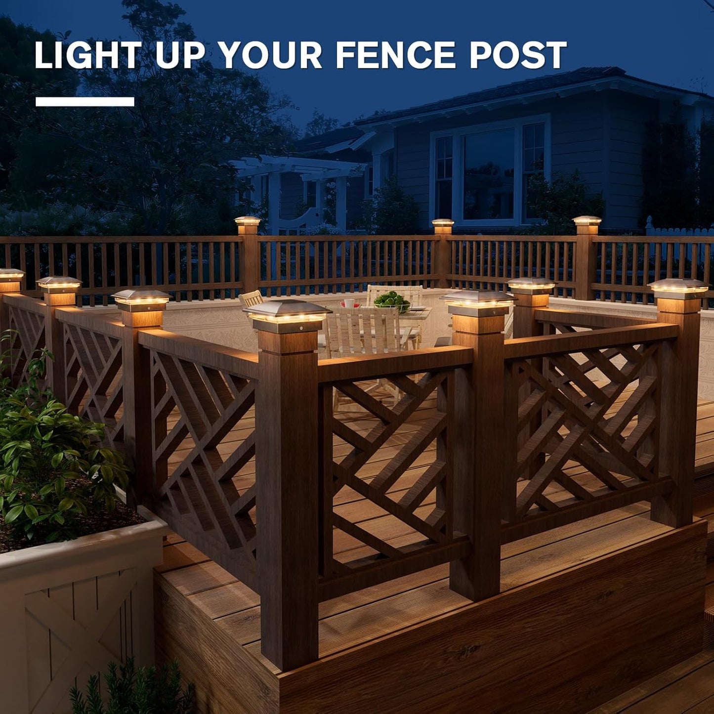 VOLISUN Solar Post Cap Light Outdoor 12pack,Solar Deck Fence - Post Lights Waterproof for 4x4 Wooden/4x4 Vinyl, with Warm White/Cool White for Garden/Patio/Porch