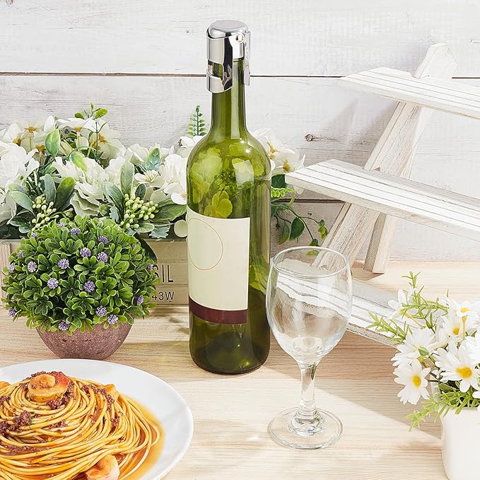 Tessco 12 Pcs Stainless Steel Champagne Stopper Reusable Bottle Sealer Wine Corker Champagne Cork Stopper with a Built in Sealing Plug Compact Champagne Saver Plug for Cava Prosecco (Silver)