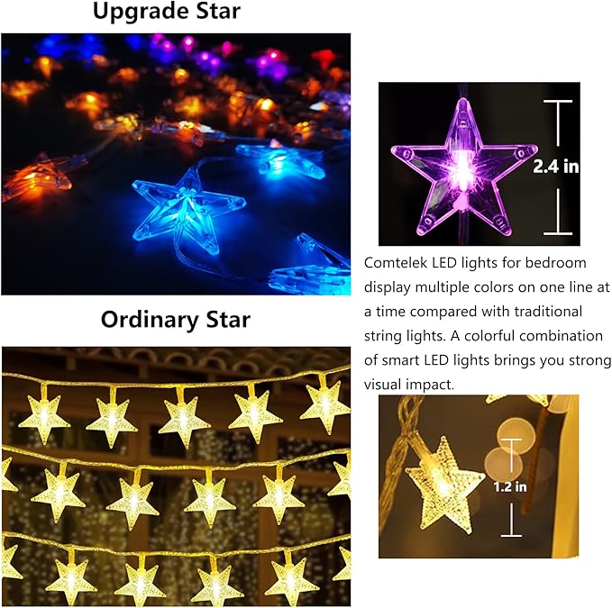 Comtelek Bed Canopy with Lights,Canopy Bed Curtain with RGB Music Sync Color Changing LED Star Lights with App Remote Mosquito Net for Princess Girls Bedroom,Dome Canopy for Twin,Queen,King Size Bed