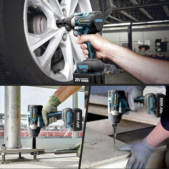 Cordless Impact Wrench 1/2 Inch - 600N.m Battery Powered High Torque Impact Gun with 2 Packs 4.0Ah Batteries, Electric Impact Driver/Drill for Auto Repair, Home DIYers and Mechanics