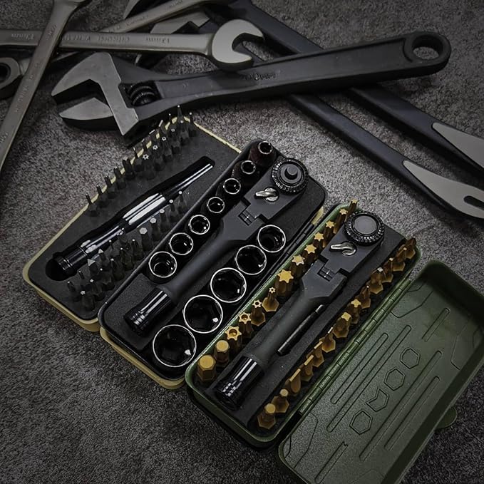 KESI Tool 77-Piece Torx bit Set Fully Armed Set with Waterproof Camera Hard Protective Case with 29-Piece 1/4" Multi Function Bits Set & 13-Piece 1/4" Spline Set & 35-Piece Precision Bits Set (Black)