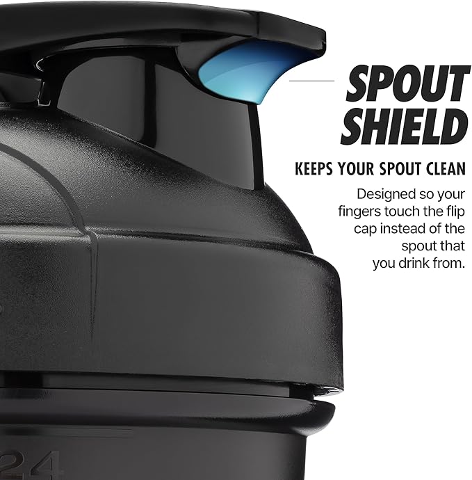 Hydra Cup ProFlow [2 Pack] 28 oz Shaker Bottles for Protein Shakes, Shaker Cups with Ball Blender Whisk, Shaker Bottle with Handle, Travel To Go, BPA Free (Black & Grey, 28oz)