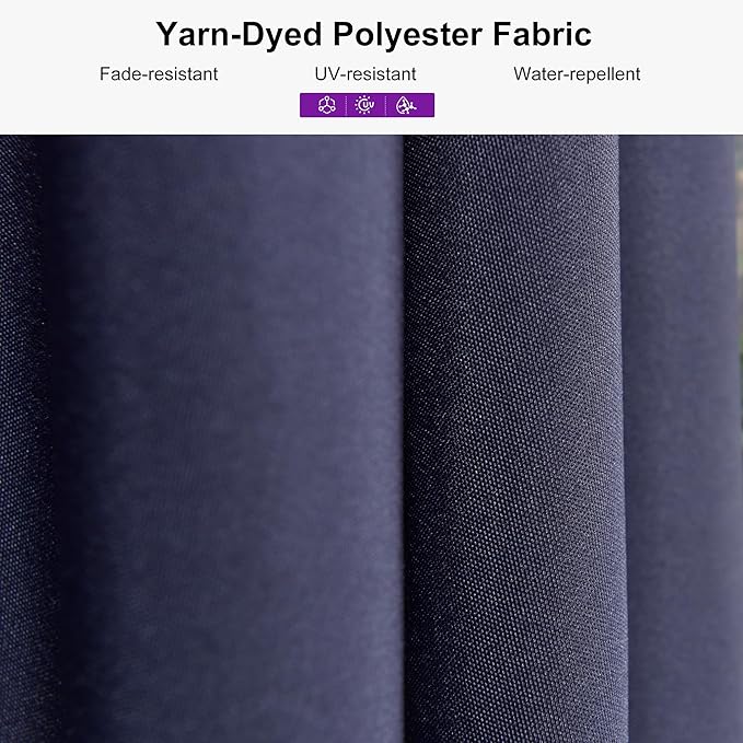 PURPLE LEAF 6.5' x 6.5' Square Patio Umbrella Market Umbrella Aluminum Outdoor Table Umbrella with Push Button Tilt & 8 Sturdy Ribs and Crank Commercial Sun Umbrella for Pool Backyard Deck, Navy Blue