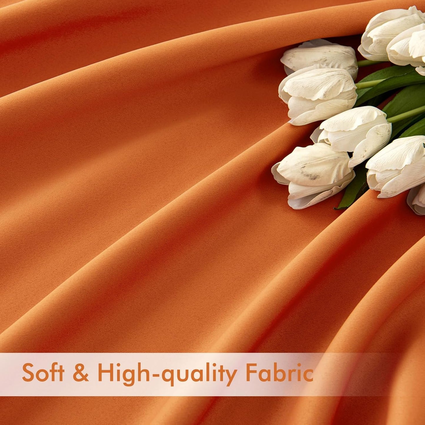 MIULEE Orange Back Tab Blackout Curtains 102 Inch Long 2 Panels Set for Living Room Bedroom, Rod Pocket/Pinch Pleated Fall Thermal Insulated Room Darkening Light Blocking Floor to Ceiling Drapes